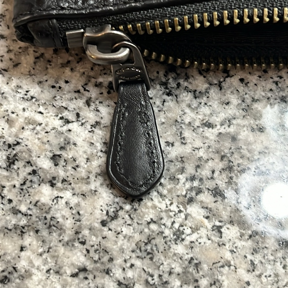 Coach New York Medium Pouch F22499 black Varsity Stripe grained leather - Picture 12 of 13